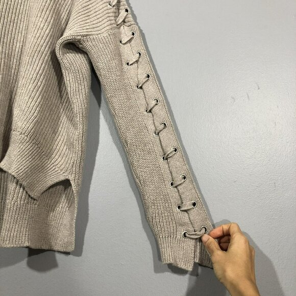 Lush Sweater Women Size S Strappy Laced Hi Low Loose Slouchy Comfy Relax Hipster - Picture 6 of 12